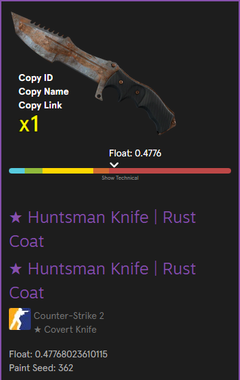 Giveaway!
Remember the $100 Credit I got from CSFloat? It is now a Huntsman Rust Coat and no longer just a credit.
Rolling it next week when it's tradeable (Sep 14th)

Like, repost and tag a friend