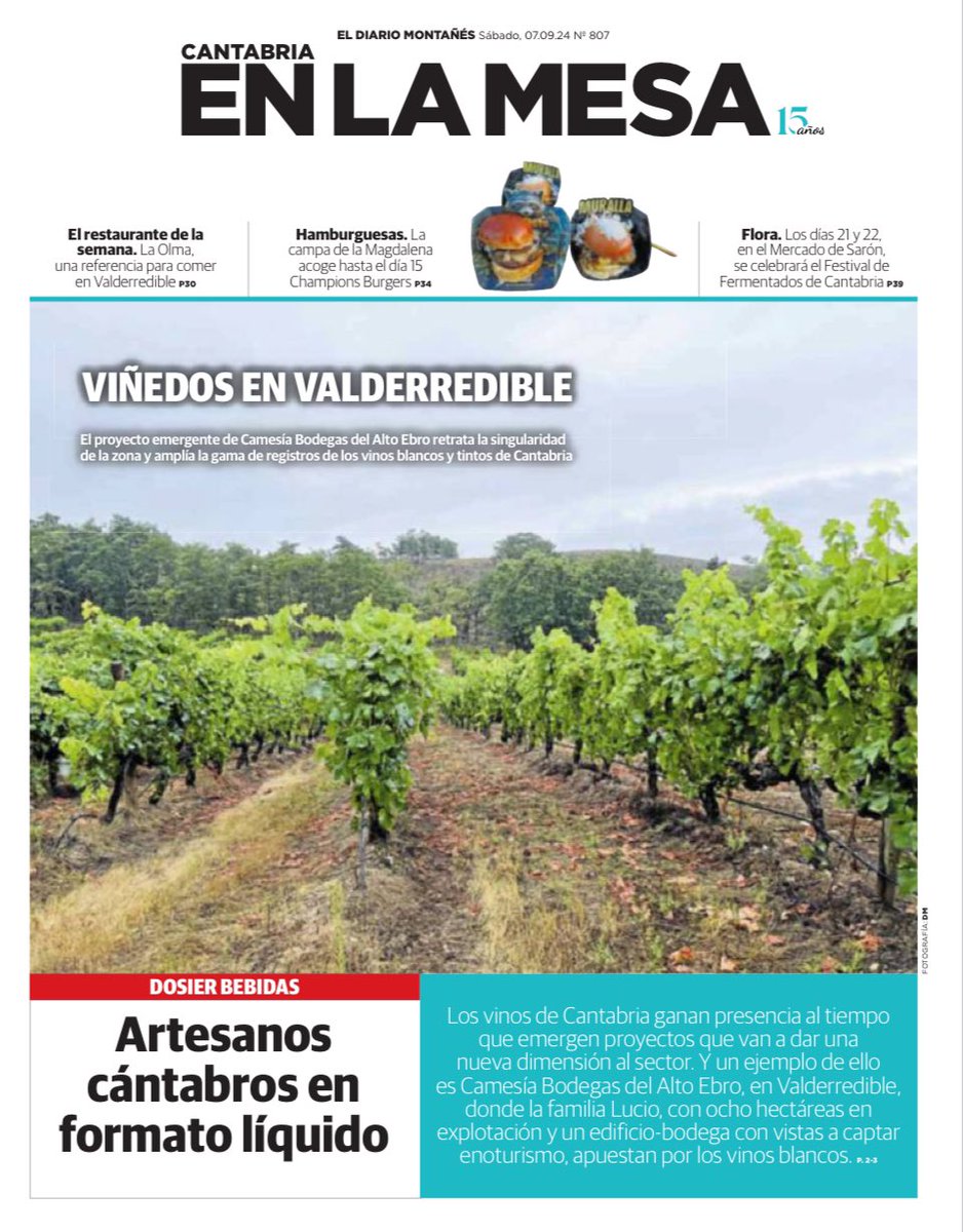 ElDiario_CEM's tweet photo. Buenos días. Nuestra portada de hoy, sábado, 7 de septiembre de 2024 del suplemento de #gastronomía y #agroalimentación de @dmontanes #Cantabria #saborenCantabria @sabeanorte https://t.co/1J5iJIR2Vy