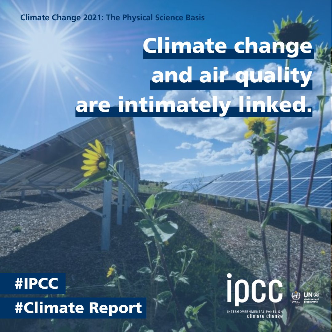 🌎 This #WorldCleanAirDay is about investing in #CleanAirNow.

#IPCC's 2021 #ClimateReport shows that #ClimateChange &amp; #AirQuality are intimately linked. Many of the human activities that produce long-lived greenhouse gases also emit air pollutants.

🔗 bit.ly/WGIFAQ6