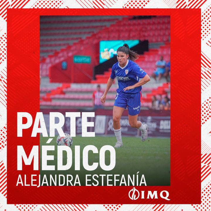 🚑 PARTE MÉDICO I MEDIKU-TXOSTENA

Estado físico de Estefa / Erdilariaren egoera fisikoa 👉 labur.eus/goYcy

✊ Eutsi, <a href="/aleestefa11/">Alejandra Estefanía</a>! Zurekin gaude‼️

<a href="/ImqEuskadi/">IMQ País Vasco</a> I #AthleticClubFem 🦁