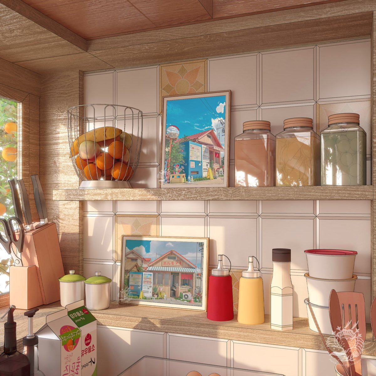 Surrounded by your hobby trinkets, or by the assorted kitchen knickknacks?🎮🍒

All artprints are available here inprnt.com/gallery/omorph… 🖌️🌸