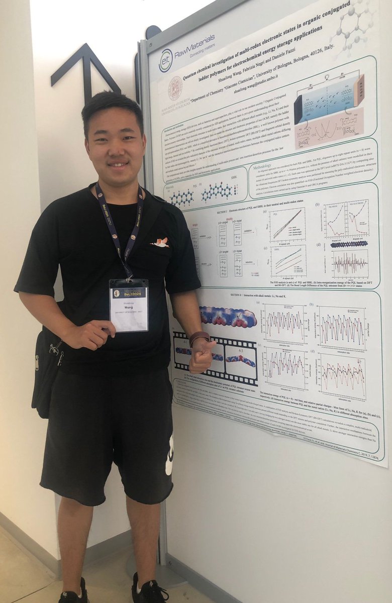 Shuailong presenting his poster at the International Symposium Beyond Li-ion Batteries 2024 (BeLI24) in Padova! Congrats! <a href="/Ciamician_unibo/">Dept. Chemistry Ciamician - University of Bologna</a> #compchem #batteries #materials #modelling