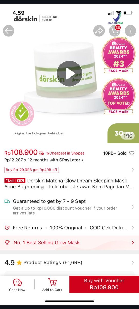 lucy_yuliana's tweet photo. Fix deh, Dorskin Matcha Sleeping Mask DISKON besar! Beli sekarang terus jual lagi di Shopee buat cuan berlipat! https://t.co/tjE6DfWqBn #JadiJutawan #RAENApps @OfficialRaena https://t.co/3UgSSi7IyO