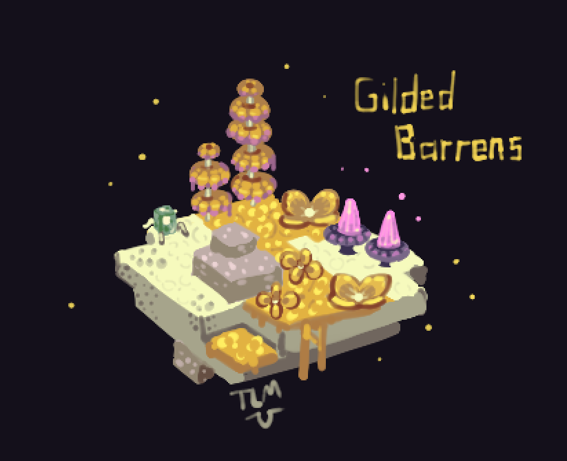 TLMaelstrom's tweet photo. Meet the Gilded Barrens, an end biome concept inspired by Minecraft Dungeons.

The Gilded Barrens are covered in splotches of the grass-like gildclover. Various forms of strange, gold and purple alien flora dot this variant of the barrens.

#pixelart #Minecraft #ドット絵 https://t.co/FogNjhocTR