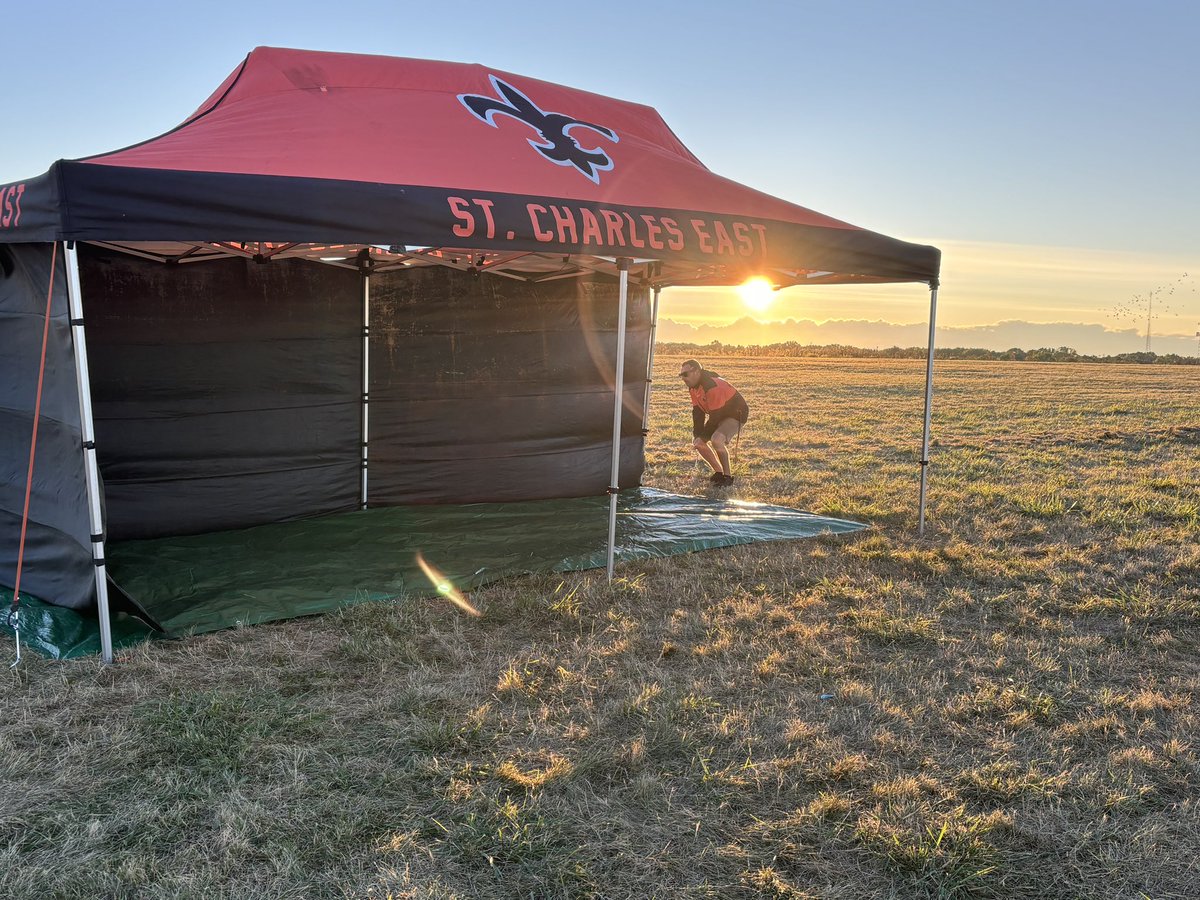 Towed the Famous Running Saints trailer for the first time this morning! Big Deal since I ran in the 90s, coached in 00s and cheer as a parent in 20s! Plus Coach Bos hard at work. Sun rises in the EAST! <a href="/STCErunning/">Running Saints</a> <a href="/STCEathletics/">STCE Athletics</a>