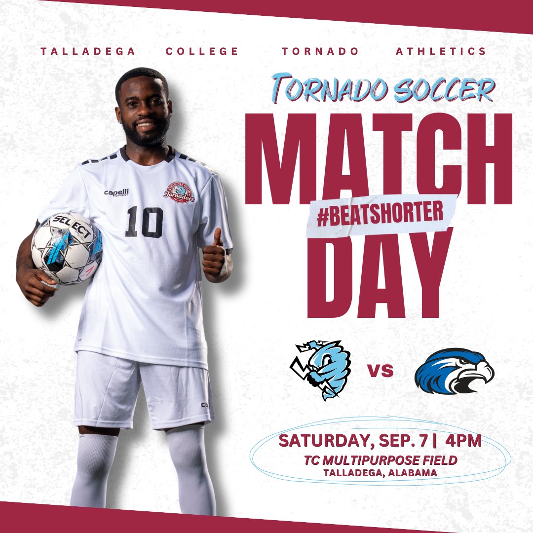 DegaTornadoes's tweet photo. ⚽ 𝗠𝗮𝘁𝗰𝗵 𝗗𝗮𝘆 𝗮𝘁 𝟲𝟮𝟳!!! 🔵🔴🌪️ | #DegaMSoc
🆚: Shorter University
🕒: 4:00 p.m.
📍: Talladega, AL
#DegaStrong | #BeatShorter https://t.co/hbJb4WrbC0
