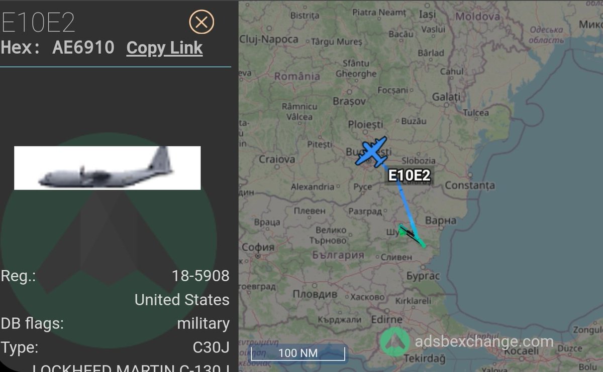 vcdgf555's tweet photo. US medical evac out of Burgas, 🇧🇬 Bulgaria. 

🇺🇸 E10E2 is C-130J-30 18-5908 #AE6910 of the West Virginia ANG. https://t.co/MhtIjw0ZQ7