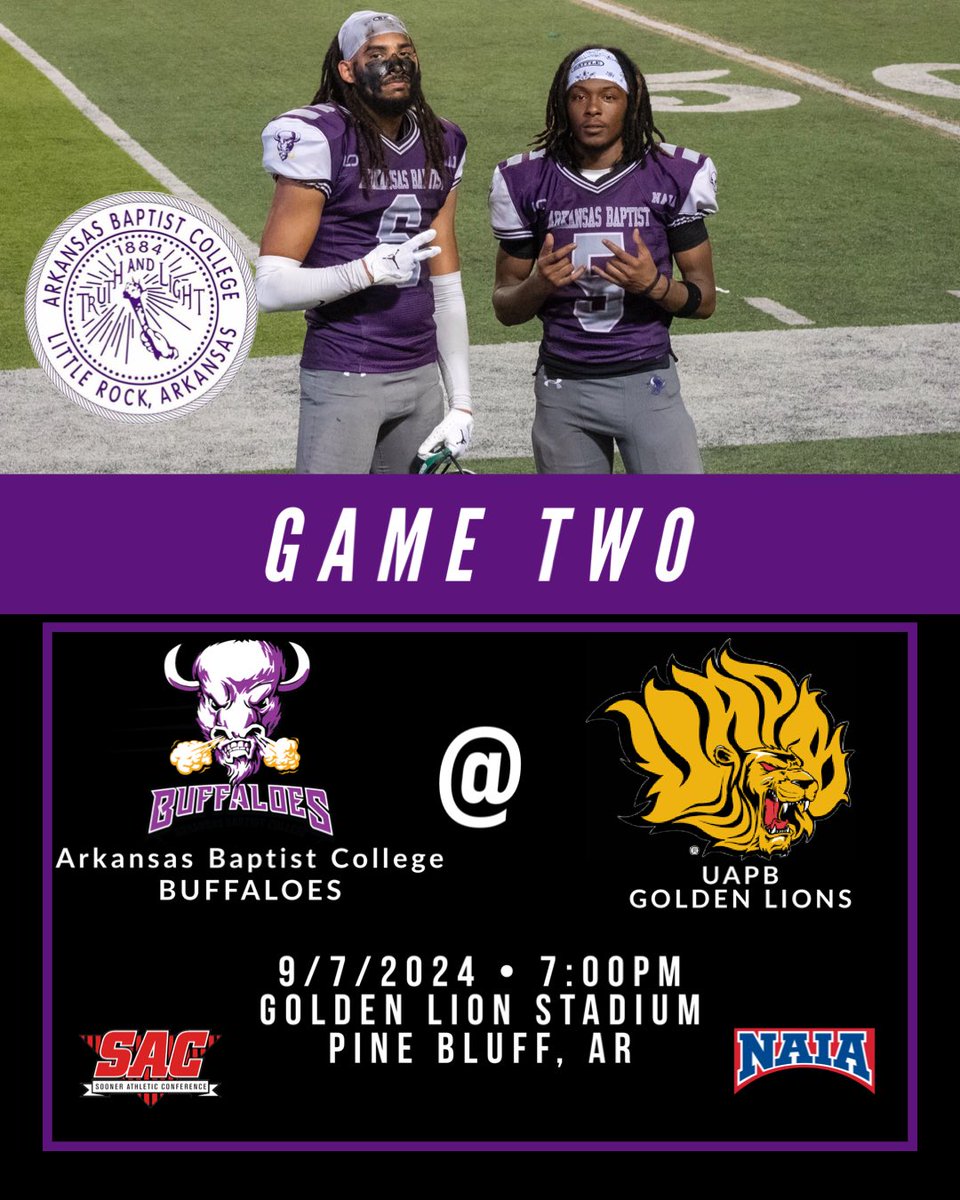 abc_football's tweet image. GAMEDAY! 

🆚 : University of Arkansas - Pine Bluff
📆 : 9/7/2024
⏰ : 7:00 PM
📍 : Pine Bluff, AR
🏟️ : Golden Lion Stadium
📺 : youtube.com/live/02HfF8Bj_…