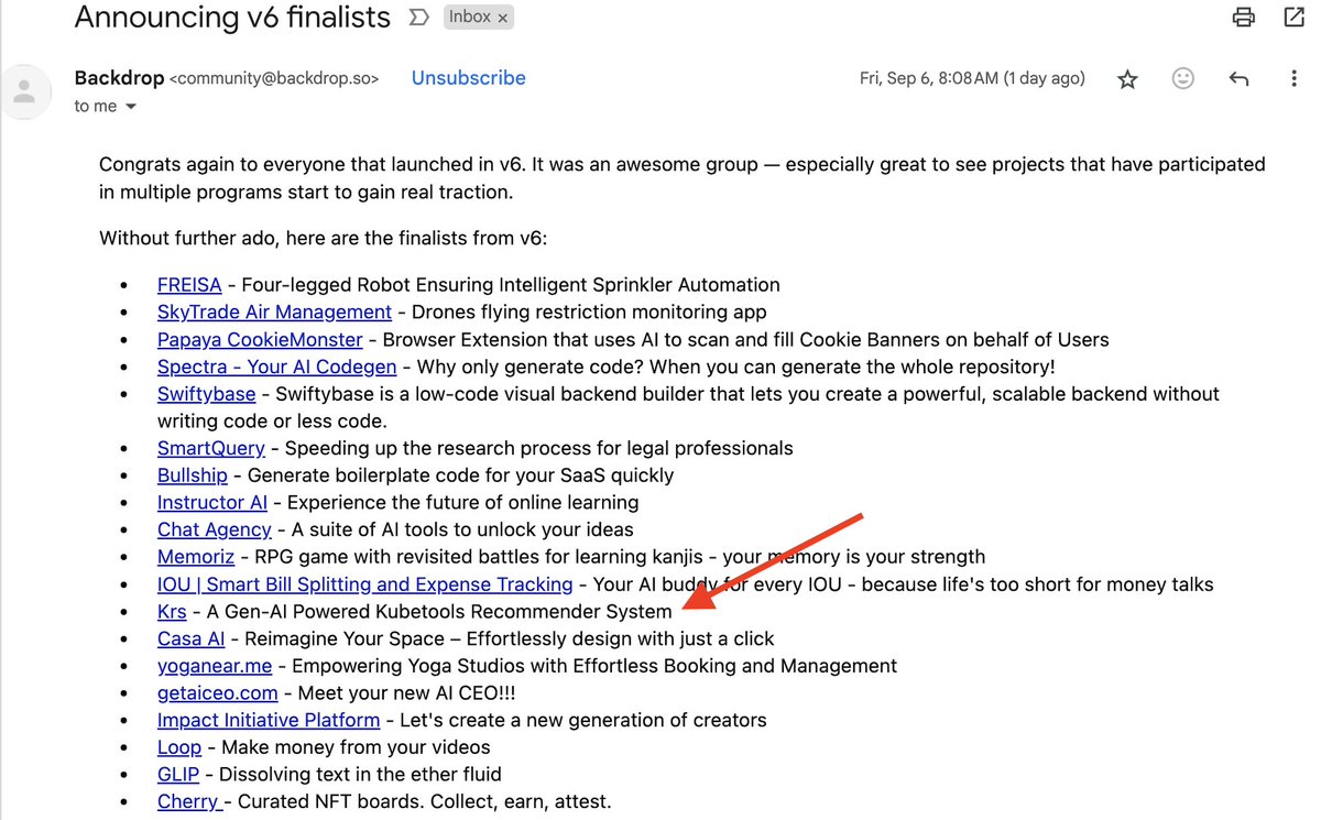Ajeet Singh Raina 🐳 (@ajeetsraina) on Twitter photo Hooray!! I can't wait to share...
Our GenAI-powered <a href="/kubetools/">Kubetools</a> Recommender System (Krs) listed as the BackdropBuild v6 Finalist !!! <a href="/backdrop/">Backdrop</a> <a href="/CloudNativeFdn/">CNCF</a>
Thanks to <a href="/collabnix/">Collabnix - Docker, Kubernetes and Cloud-Native AI</a> <a href="/DockerBangalore/">Docker Bangalore - The Largest Meetup Community</a> and <a href="/kubetools/">Kubetools</a> community for your love and support. Hooray!! I can't wait to share...
Our GenAI-powered <a href="/kubetools/">Kubetools</a> Recommender System (Krs) listed as the BackdropBuild v6 Finalist !!! <a href="/backdrop/">Backdrop</a> <a href="/CloudNativeFdn/">CNCF</a>
Thanks to <a href="/collabnix/">Collabnix - Docker, Kubernetes and Cloud-Native AI</a> <a href="/DockerBangalore/">Docker Bangalore - The Largest Meetup Community</a> and <a href="/kubetools/">Kubetools</a> community for your love and support.