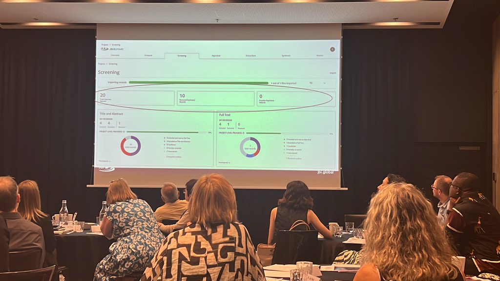 JBI (@jbiebhc) on Twitter photo Ahead of #GES2024 in Prague, <a href="/jbi_cindy/">Cindy Stern</a> gives demonstration of #JBISUMARI, software that facilitates the conduct of robust systematic reviews, from protocol to report #EndToEndSupport Ahead of #GES2024 in Prague, <a href="/jbi_cindy/">Cindy Stern</a> gives demonstration of #JBISUMARI, software that facilitates the conduct of robust systematic reviews, from protocol to report #EndToEndSupport