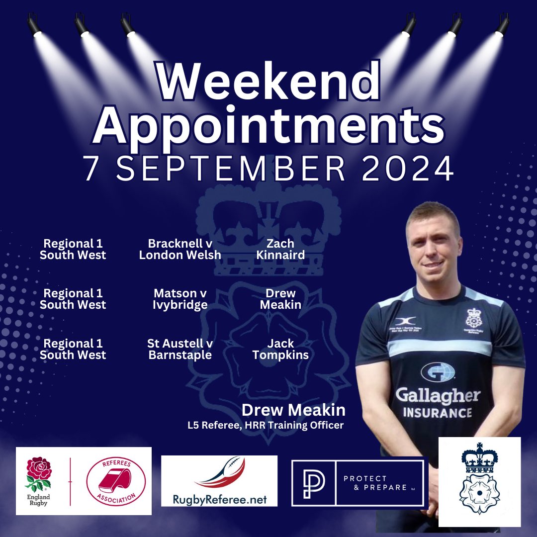 League rugby is back! We have 3 brilliant refs in action at level 5 this afternoon, with 8 at levels 6 &amp; 7 and another 9 on pre-season friendlies and schools games. Tomorrow has 4 refs in action for youth and women's rugby. Go well to all involved and enjoy your games. Joué! 🏉