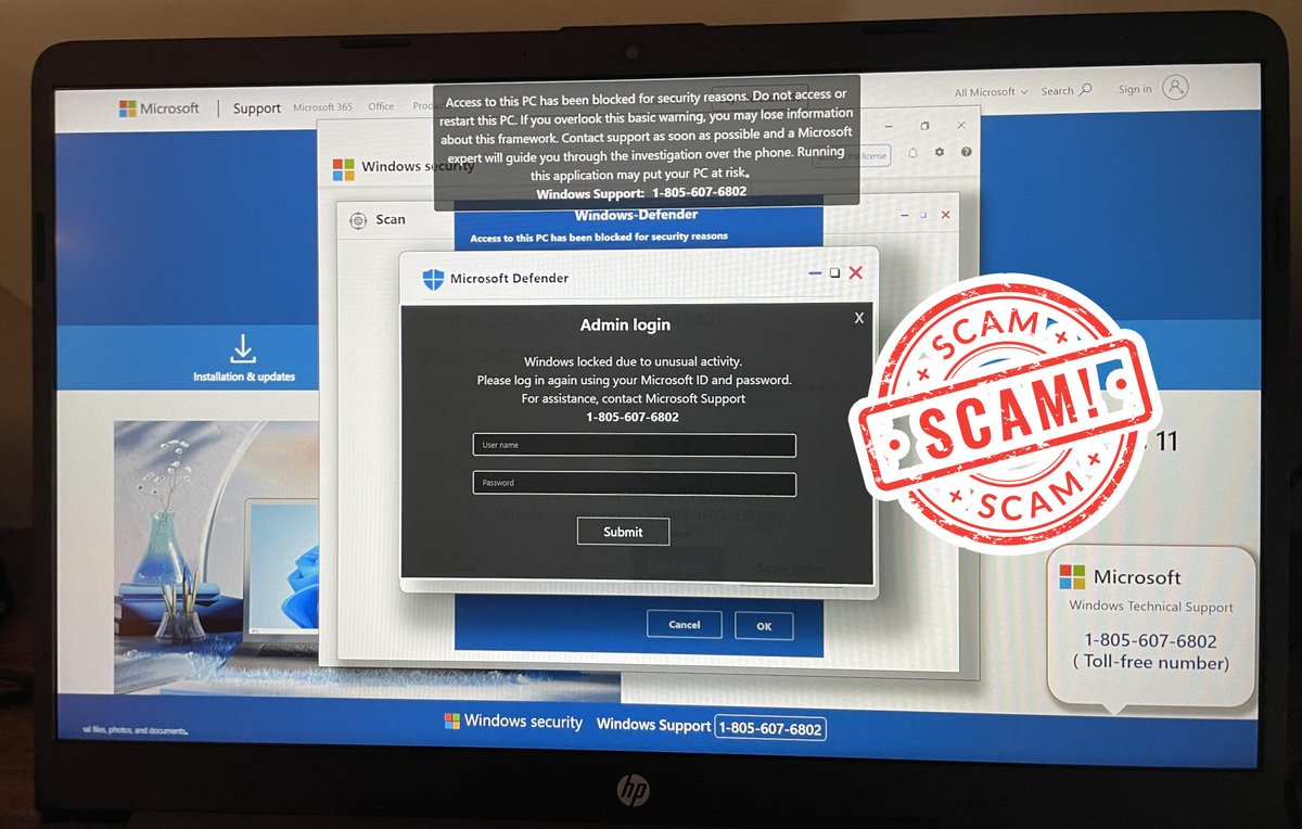 scamadviser's tweet image. 🚨 Fake Microsoft Support Scam 🚨

Scammers are using fake Windows Defender pop-ups to steal personal info. Always double-check links before clicking and never trust random pop-ups asking for login details. 🛑💻

#scam #fraud #techsupportscam #google #phishing