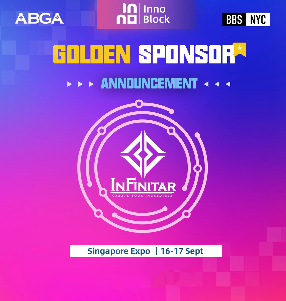 Infinitar_MOBA's tweet photo. 🚀 INFINITAR at Innoblock & Token 2049!
We’re excited to announce that INFINITAR will be part of Innoblock on September 16-17, happening alongside Token 2049! Get ready to explore our cutting-edge blockchain innovations and connect with top industry leaders.
🎫 Get your tickets: https://t.co/45vKbcATvd
See you there!
#INFINITAR #Innoblock #Token2049 #BlockchainTech #FutureOfInnovation