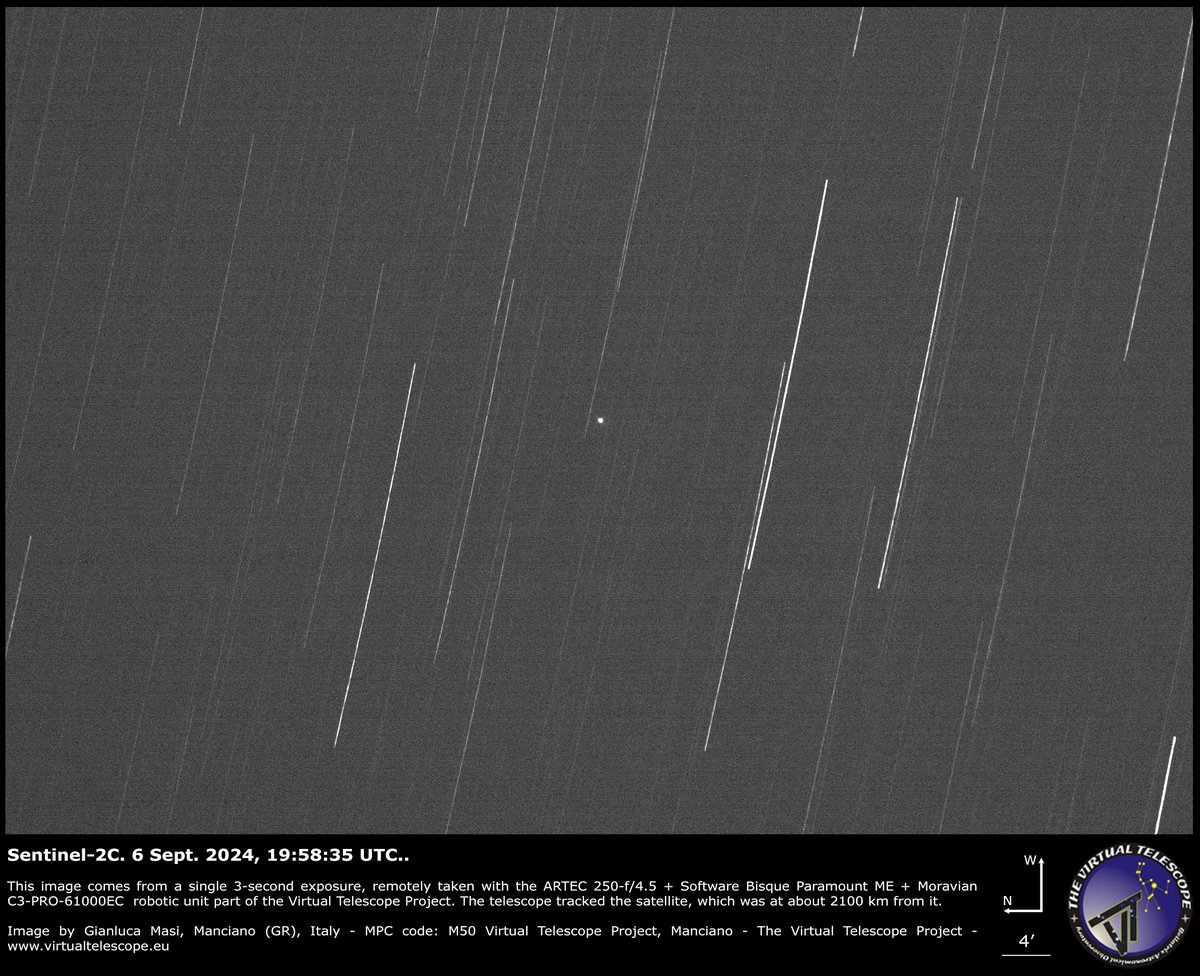 Virtual Telescope (@virtualtelescop) on Twitter photo ⚠️We spotted again #sentinel2C last night, here it is!
🛰️
More here: virtualtelescope.eu/2024/09/06/esa…
<a href="/ESA_Italia/">ESA_Italia</a> <a href="/esa/">European Space Agency</a> <a href="/esaoperations/">ESA Operations</a> <a href="/CopernicusEU/">Copernicus EU</a> <a href="/Arianespace/">Arianespace</a> <a href="/Avio_Group/">Avio</a> <a href="/ASI_spazio/">Agenzia Spaziale ITA</a> <a href="/ESA_EO/">ESA Earth Observation</a> ⚠️We spotted again #sentinel2C last night, here it is!
🛰️
More here: virtualtelescope.eu/2024/09/06/esa…
<a href="/ESA_Italia/">ESA_Italia</a> <a href="/esa/">European Space Agency</a> <a href="/esaoperations/">ESA Operations</a> <a href="/CopernicusEU/">Copernicus EU</a> <a href="/Arianespace/">Arianespace</a> <a href="/Avio_Group/">Avio</a> <a href="/ASI_spazio/">Agenzia Spaziale ITA</a> <a href="/ESA_EO/">ESA Earth Observation</a>