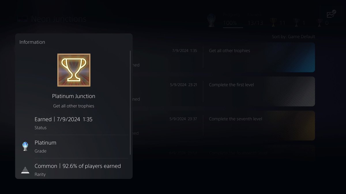 Baboulen's tweet photo. Platinum 🏆 #873

Neon Junctions
Platinum Junction (PLATINUM)
#PlayStationTrophy #PSVita #TrophyHunter #NeonJunctions https://t.co/AafNCzgeuZ