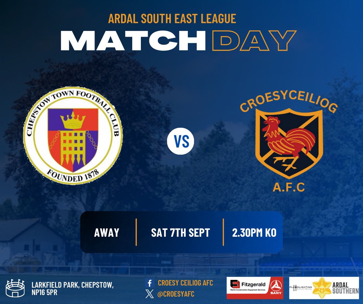 croesyafc's tweet photo. Our First team travel to Chepstow Town FC in the Ardal South East League this afternoon. Kick off 2.30pm!

📍 NP16 5PR

Come along and support the boys! 🐓⚽️ https://t.co/QfiPXp0nQh