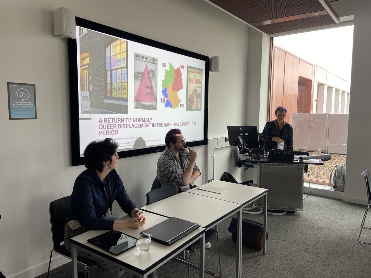 German History Society (@germanhistsoc) on Twitter photo Fascinating panel 16 on hidden histories in Germany's 20thC at #GermanHistSoc2024 chaired by Christopher Dillon (<a href="/KingsCollegeLon/">King's College London</a>) with papers by:
Samantha K. Knapton <a href="/LgmSam/">Samantha K Knapton</a> (<a href="/UniofNottingham/">Uni of Nottingham #WeAreUoN</a>)
Bodie Ashton @manwithoutatan (<a href="/zzfpotsdam/">ZZF Potsdam (Institut der Leibniz-Gemeinschaft)</a>)
Lilú Kruspe (<a href="/unierfurt/">Universität Erfurt</a>) Fascinating panel 16 on hidden histories in Germany's 20thC at #GermanHistSoc2024 chaired by Christopher Dillon (<a href="/KingsCollegeLon/">King's College London</a>) with papers by:
Samantha K. Knapton <a href="/LgmSam/">Samantha K Knapton</a> (<a href="/UniofNottingham/">Uni of Nottingham #WeAreUoN</a>)
Bodie Ashton @manwithoutatan (<a href="/zzfpotsdam/">ZZF Potsdam (Institut der Leibniz-Gemeinschaft)</a>)
Lilú Kruspe (<a href="/unierfurt/">Universität Erfurt</a>)