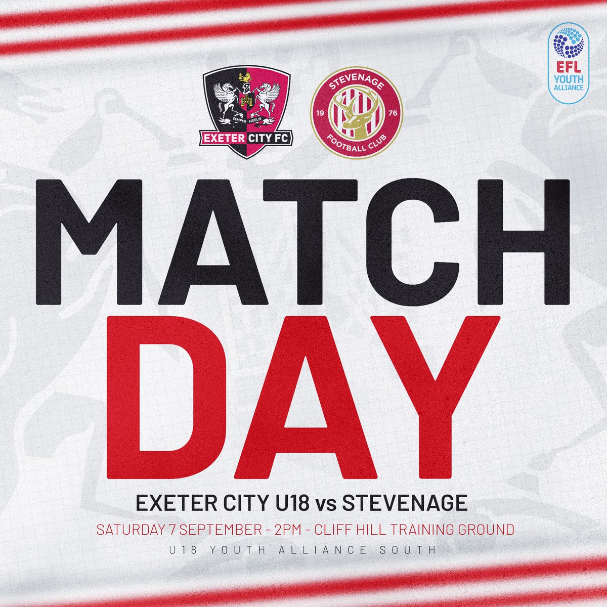 ECFC_Academy's tweet photo. IT'S U18 MATCHDAY! 😍

Today we host @StevenageYouth U18s in a 2pm kick-off at the Cliff Hill Training Ground in the Youth Alliance South!

#ECFC #SemperFidelis