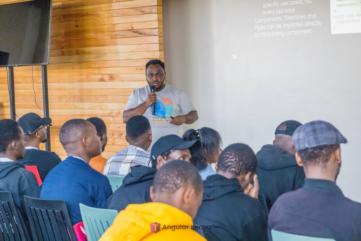 angular_kenya's tweet photo. @devsimiyu @angular Our second keynote speaker, Wylciffe Maina -Angular GDE, taking us through The Angular Renaissance, learning how to embrace the new Angular way and elevating our development skills. https://t.co/Jv2YmSAMm4