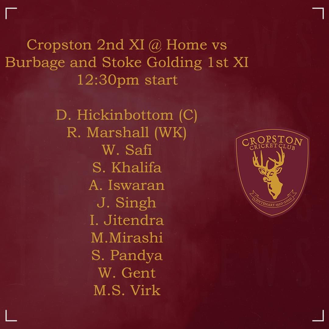 Only two more Saturday's of cricket this season. 

1st XI are away at Sileby on a misty Saturday (12pm start) while the 2nd XI can secure promotion to Div 3 with a win against Burbage and Stoke Golding at a slightly earlier start than usual (12:30pm).

Teams below.

#UpTheStags