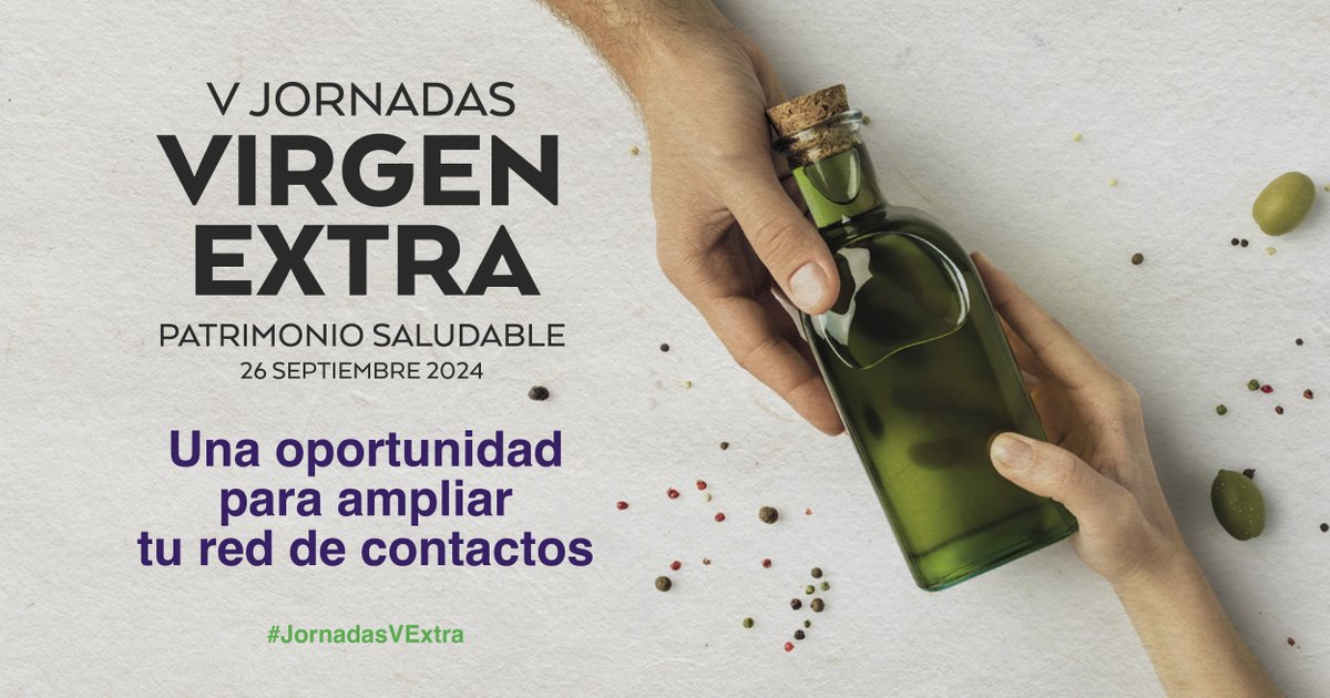 CentroOLIVARyACEITE (@olivaryaceite) on Twitter photo Las V Jornadas Virgen Extra, Patrimonio Saludable son una oportunidad para ampliar tu red de contactos 💚
🫱🏽🫲🏽 𝗡𝗲𝘁𝘄𝗼𝗿𝗸𝗶𝗻𝗴 de calidad
🗓️ 26 de septiembre
📍 Ermita Madre de Dios, Úbeda (Jaén)
🎟️ #inscripciónsolidaria y todo lo recaudado irá destinado a <a href="/CruzRojaEsp/">Cruz Roja Española</a> Las V Jornadas Virgen Extra, Patrimonio Saludable son una oportunidad para ampliar tu red de contactos 💚
🫱🏽🫲🏽 𝗡𝗲𝘁𝘄𝗼𝗿𝗸𝗶𝗻𝗴 de calidad
🗓️ 26 de septiembre
📍 Ermita Madre de Dios, Úbeda (Jaén)
🎟️ #inscripciónsolidaria y todo lo recaudado irá destinado a <a href="/CruzRojaEsp/">Cruz Roja Española</a>