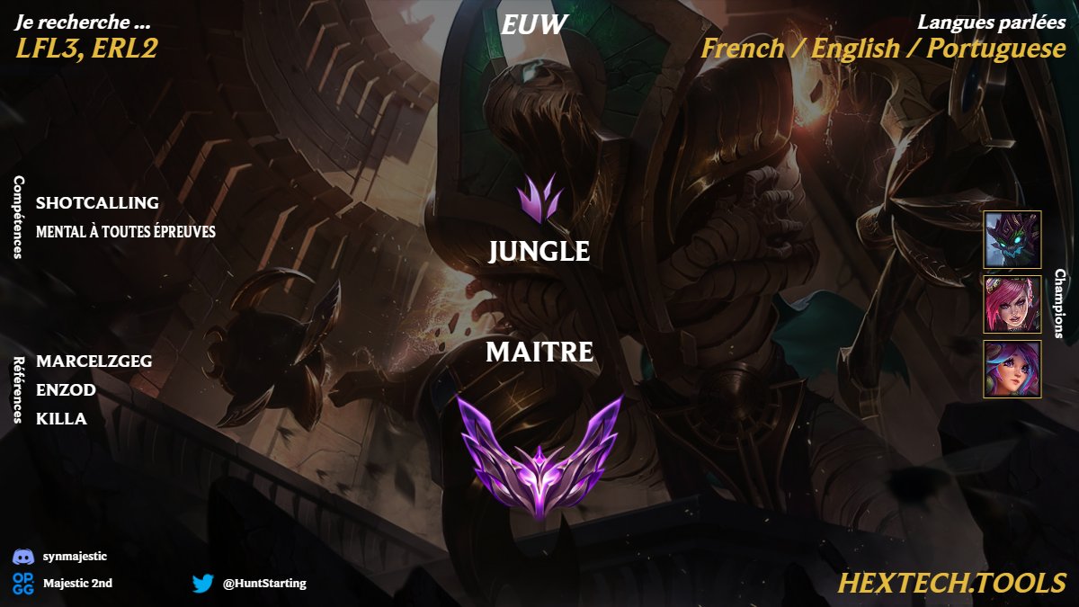 Après plusieurs années sur la scène dans le staff je décide de me mettre à fond comme joueur. Master depuis 4 ans je vais investir mon temps pour le récupérer soon et exploser la compétition 2025.