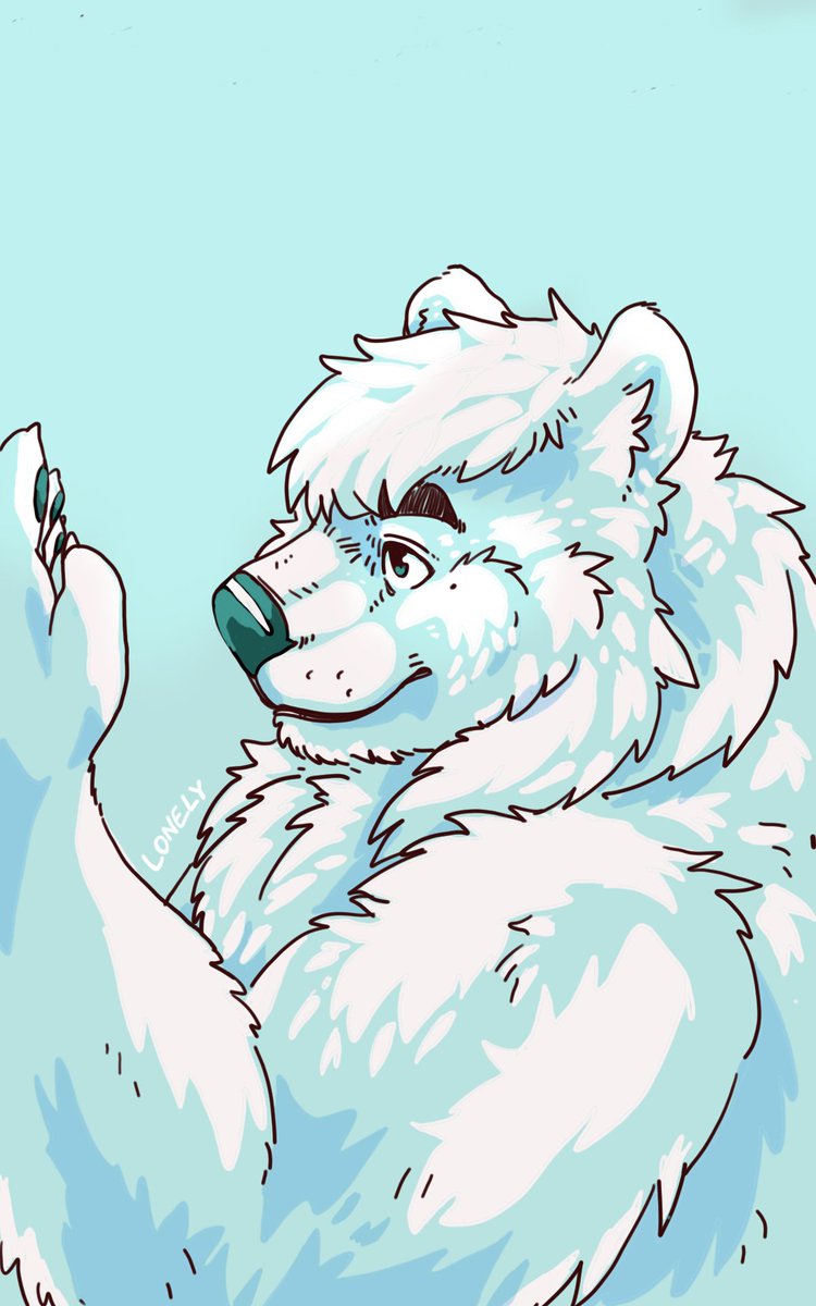 Lonebearnard's tweet image. It's been a long time since I drew myself, now with that blue feeling ~ 💙
