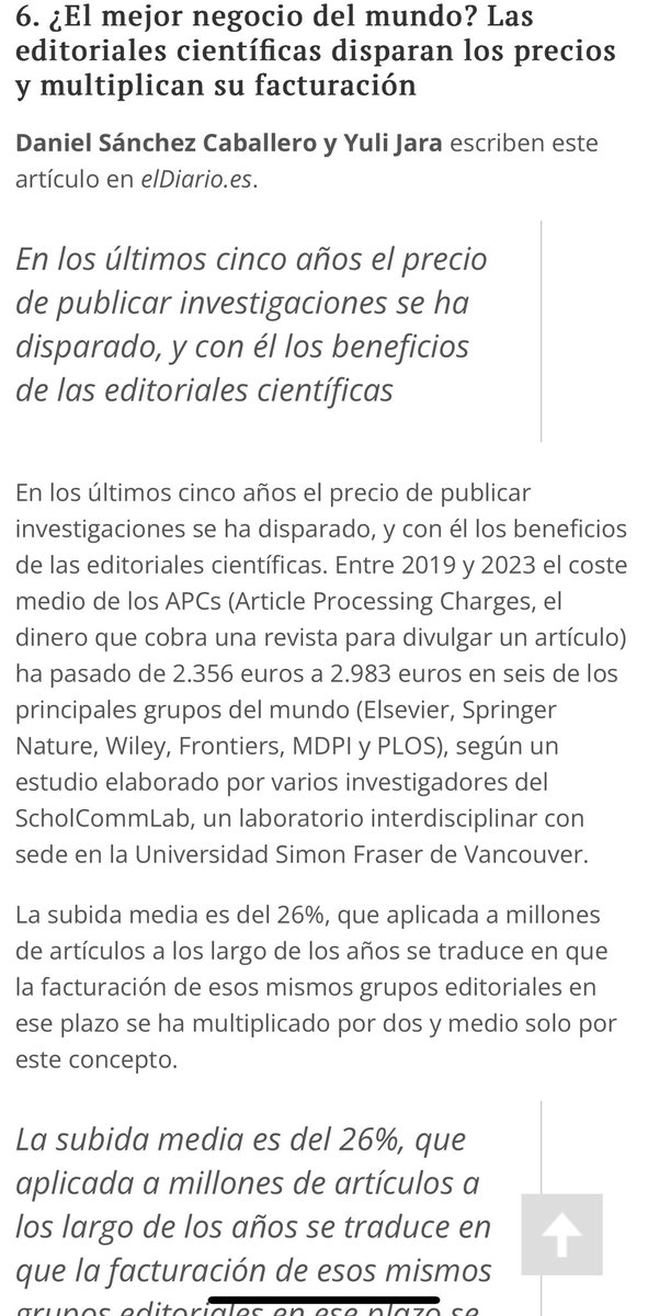 joancmarch's tweet image. ❌¿El mejor #negocio del mundo? Las #editorialescientíficas disparan precios y multiplican facturación

❤️Sobre el #sufrimientomental: necesidades de atención ante riesgo de retroceso por el empeoramiento de la sanidad pública

Mis #CrónicasSanitarias

✅elindependientedegranada.es/ciudadania/cro…