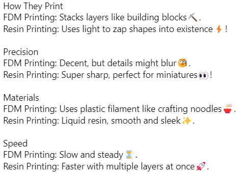 Funcrecol's tweet photo. Resin Printing VS FDM Printing: Who’s the 3D Printing Champ? 👑

Ever wonder what the difference is between resin printing and FDM printing? 🤔

Follow me for more! 🔍

#ResinPrinting #FDMPrinting #3DPrinting #TechLovers #ModelMaking #DIY #PrintingTips #ResinCrafts #scalemodels https://t.co/hKTCWqMHxz