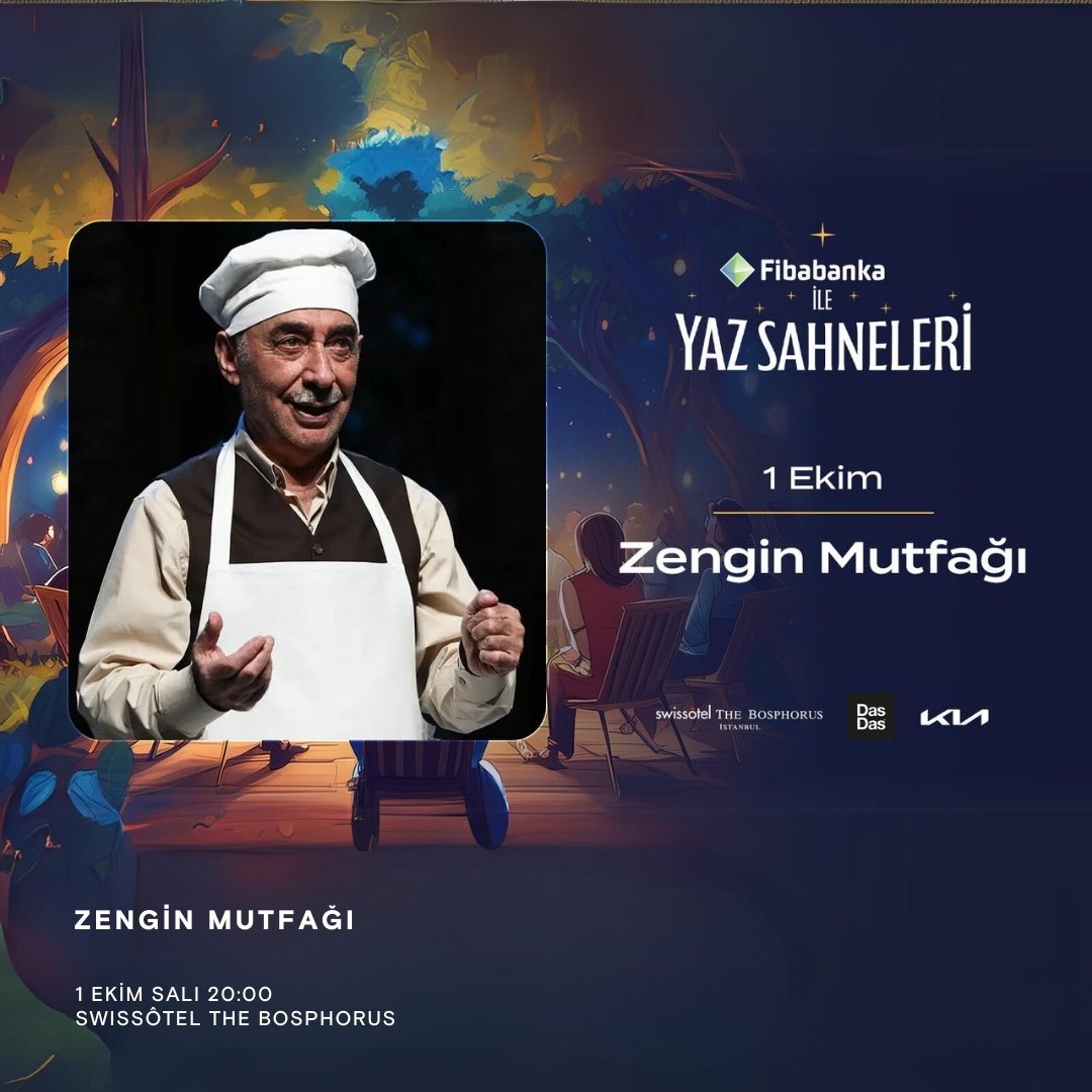 Zengin Mutfağı, 1 Ekim’de  “Fibabanka ile Yaz Sahneleri” ile Swissôtel The Bosphorus’da! 🎭

Bu tiyatro kaçmaz diyorsan Mobilet'te yerin hazır! 🎫

<a href="/dasdasistanbul/">DasDas</a> <a href="/swissotelist/">Swissôtel The Bosphorus</a>

#Mobilet #ZenginMutfağı #ŞenerŞen #İstanbulTiyatro #Swissotel #YazSahneleri

mobilet.com/tr/event/zengi…