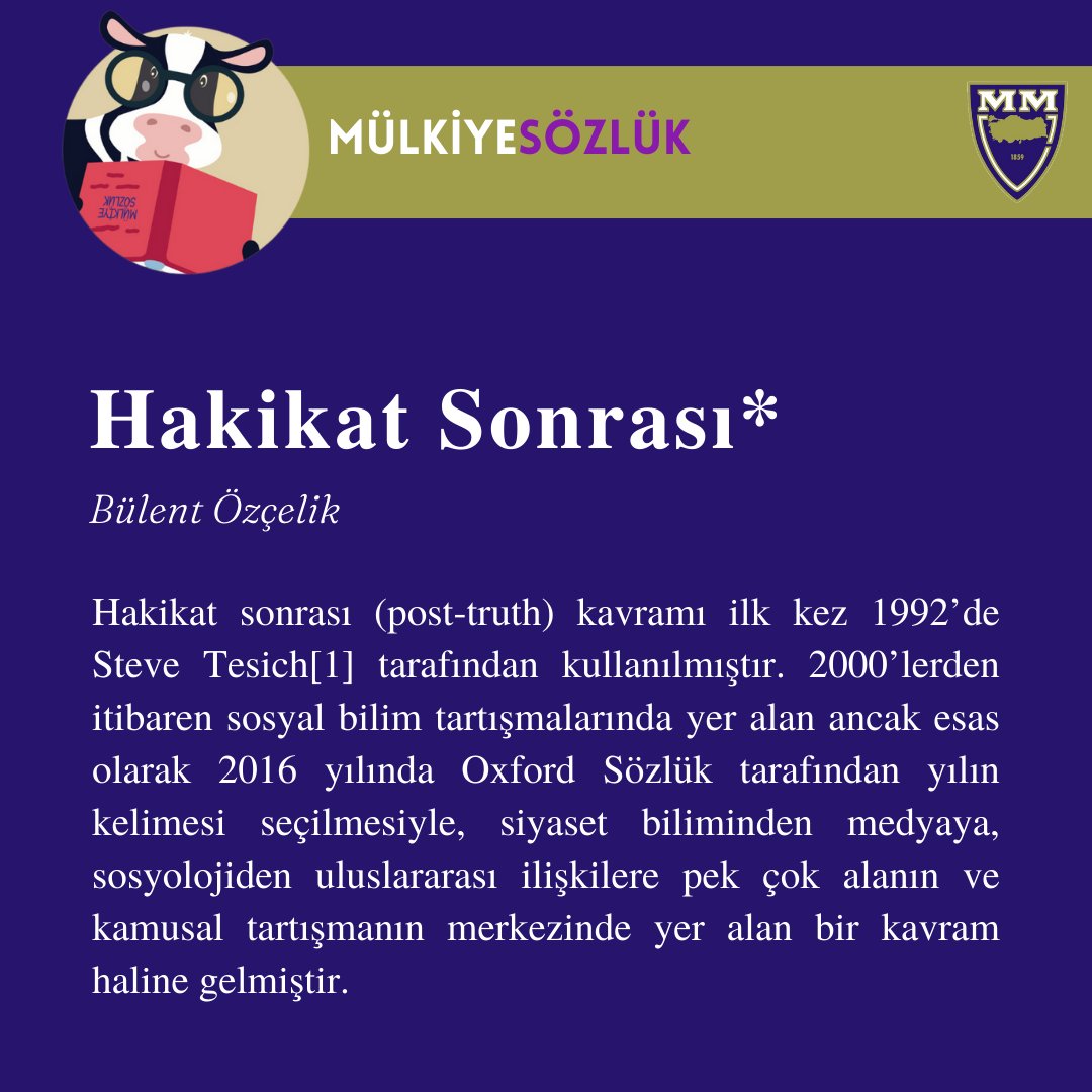 2010, Uluslararası İlişkiler bölümü mezunu Bülent Özçelik Mülkiye Sözlük için yazdı: ‘Hakikat Sonrası’

Devamı için: sozluk.mulkiye.org.tr/vt/terimler_vi…