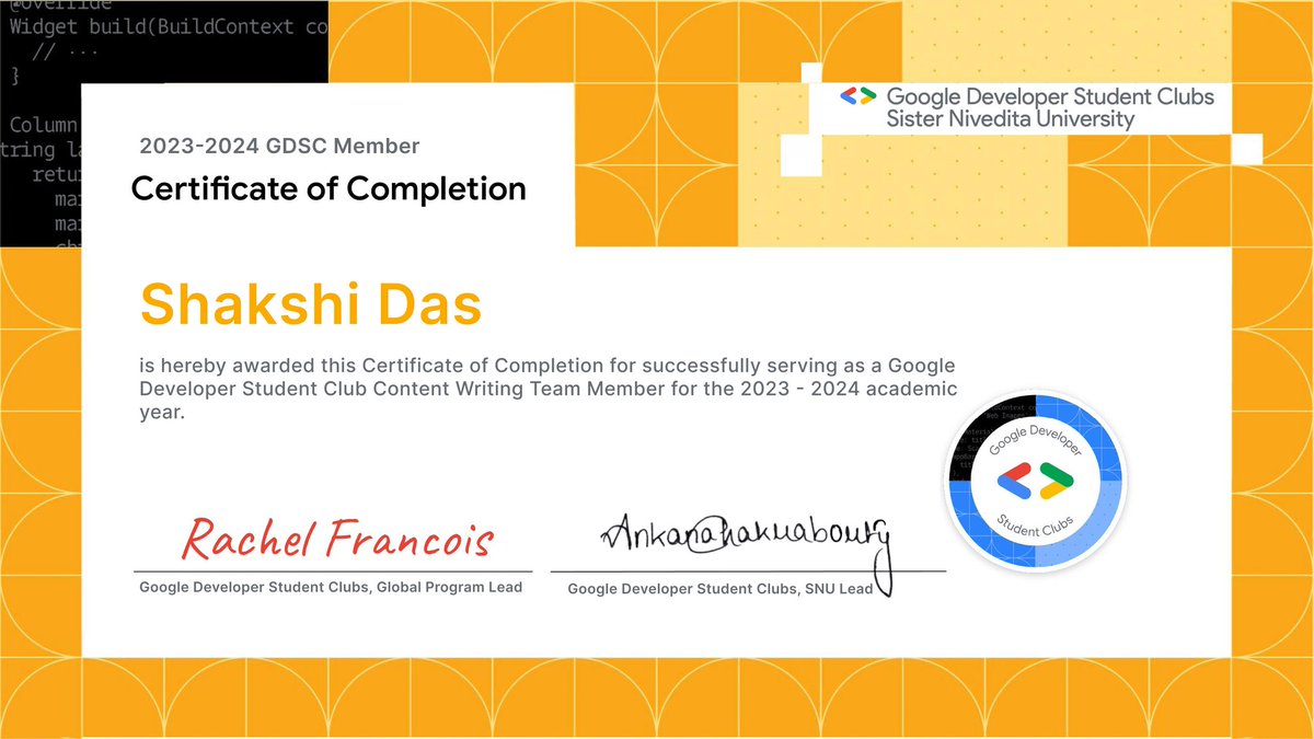 i_shakshi_'s tweet image. End of a long journey with GDSC at my college 🌟 

The program is now rebranded into &apos;GDGs at (xyz) college&apos;. Won&apos;t be the same but nevertheless I won&apos;t forget my time💫
#googledeveloperstudentclubs #Google #community