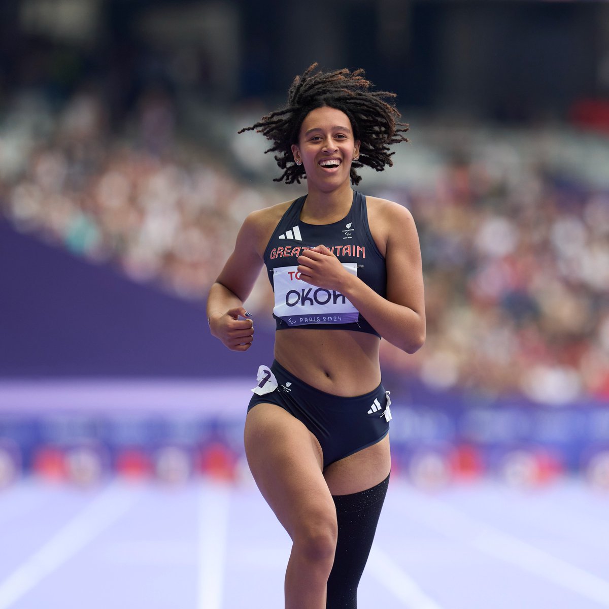 When you set a new Paralympic record 😆 

Didi Okoh advances to the women's T63 final having broken the women's T42 record.  

Okoh qualified third in her heat in a time of 14.69.

#WhereItStarts | #Paris2024 | #Athletics