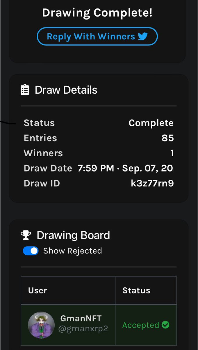 Congrats to <a href="/gmanxrp2/">GmanNFT</a> 
Thanks to all that entered
Will DM you 
<a href="/NFTButtHeads/">ButtHeads.algo</a>