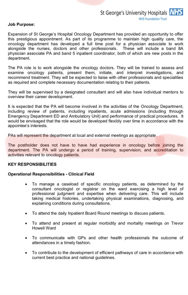 medicalmodelbri's tweet photo. @geshNHS remove this job advert immediately! 
THIS IS NOT SAFE FOR CANCER PATIENTS!
No experience necessary in oncology ? 
What local medical training and exams would a PA have to undergo to allow them to do this work ? 
Where is the local training plan?
@ClinOncDoc @parthaskar https://t.co/Ghe5DY7li5