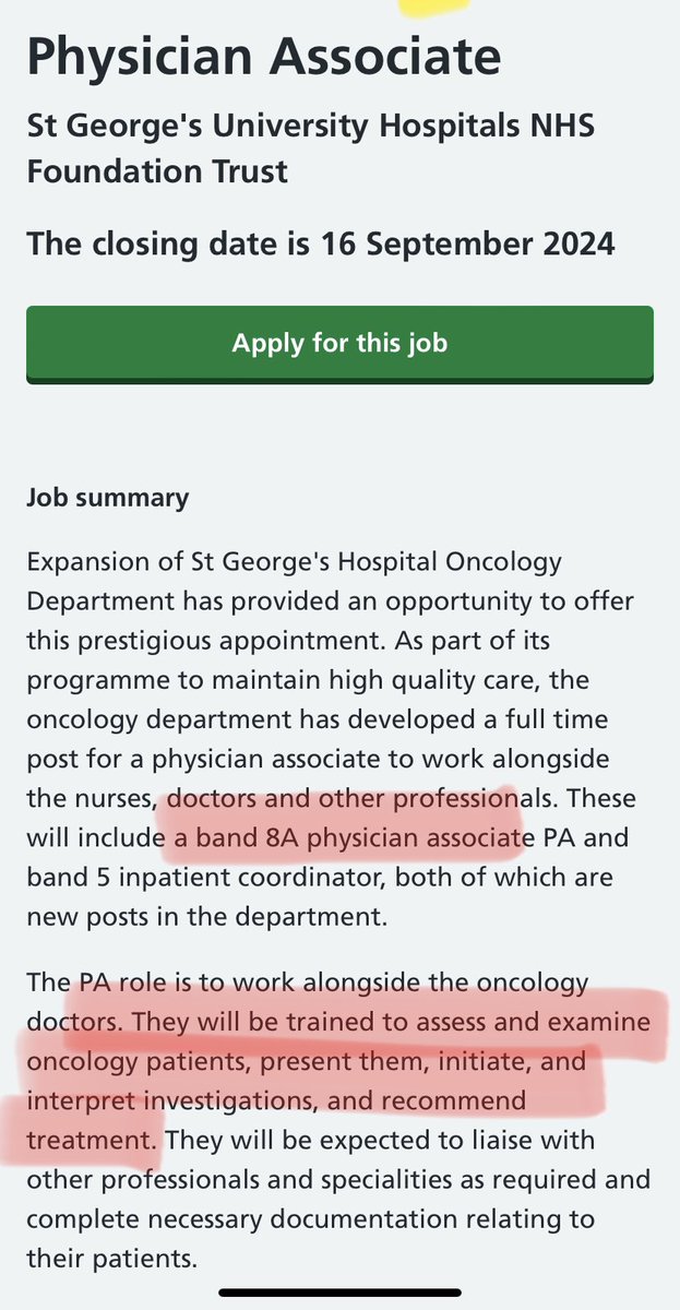 medicalmodelbri's tweet photo. @geshNHS remove this job advert immediately! 
THIS IS NOT SAFE FOR CANCER PATIENTS!
No experience necessary in oncology ? 
What local medical training and exams would a PA have to undergo to allow them to do this work ? 
Where is the local training plan?
@ClinOncDoc @parthaskar https://t.co/Ghe5DY7li5