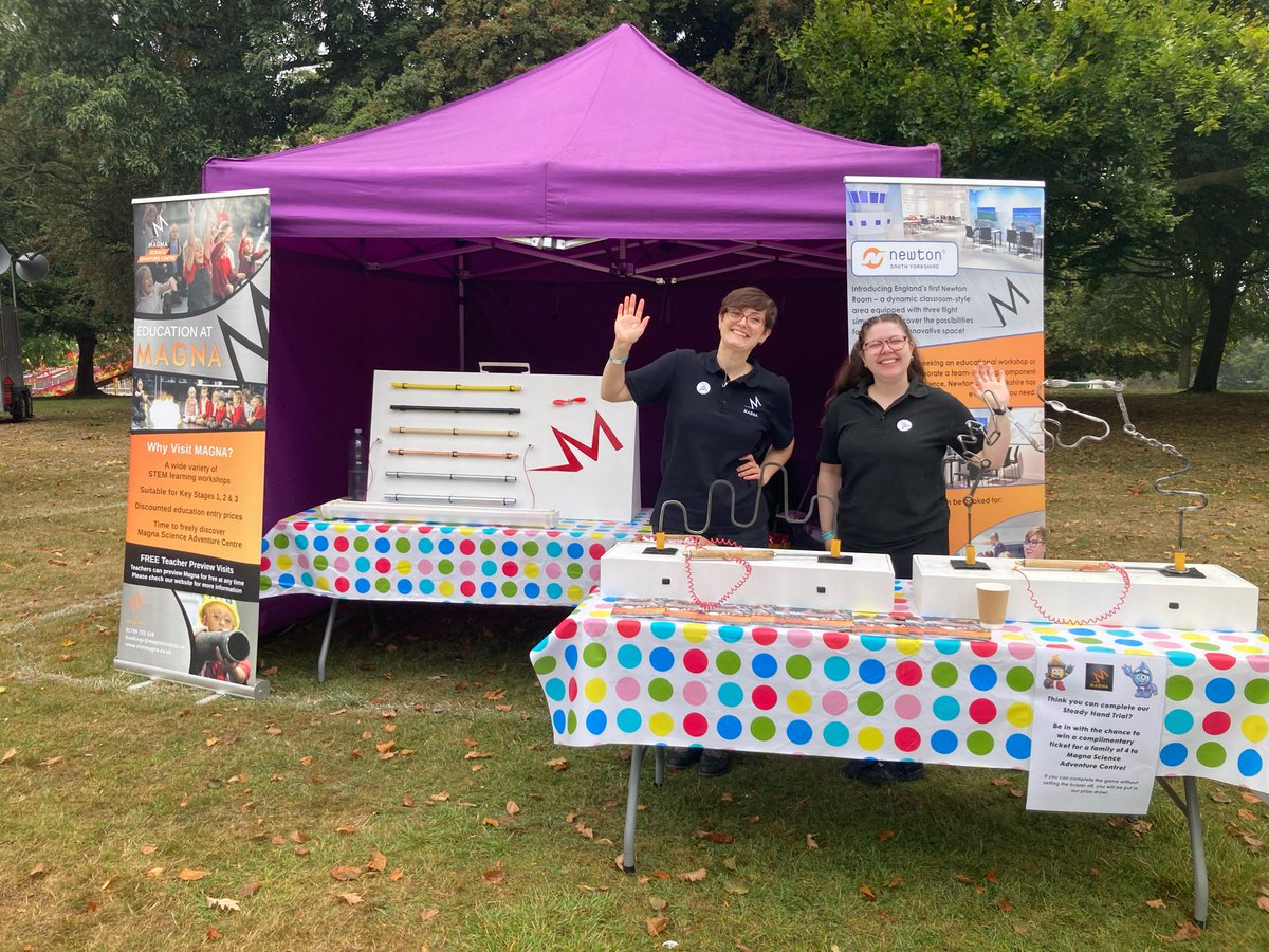 MagnaScience's tweet photo. We are all set up at the #rotherhamshow for a weekend of fun! Come and see us in the #Chindrenscapitalofculture area and try our steady hands competition to win some prizes!

#visitmagna #magnascience #mymagnaevent #scienceisfun #ccoc25 #magnaeducation #teammagna https://t.co/ntPiA9pYZp