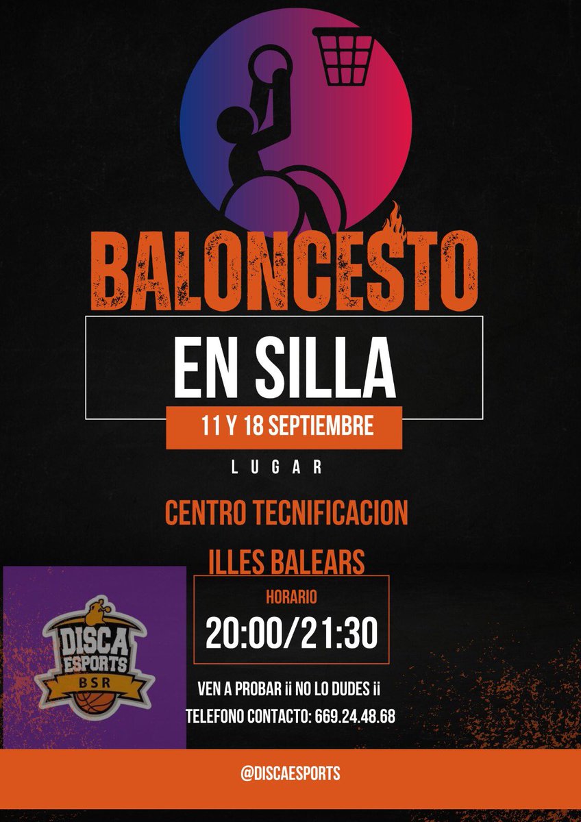 ⚠️🔥Comenzamos la pretemporada con 2 Jornadas de puertas abiertas. 
Todos los que quieran probar el baloncesto en silla de ruedas están invitados,  disponemos de Sillas de baloncesto para las personas interesadas.