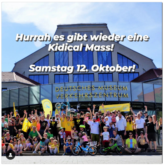 Der junge ADFC organisiert eine Kidical Mass!

📆 Samstag 12. Oktober 15:00 an der Sweet Snail am Verkehrszentrum! 

criticalmass-muenchen.de/veranstaltunge… für den digitalen Kalender

Über <a href="/ADFC_Muenchen/">ADFC München 🚴</a> kommen auch Einzelheiten sobald sie feststehen!