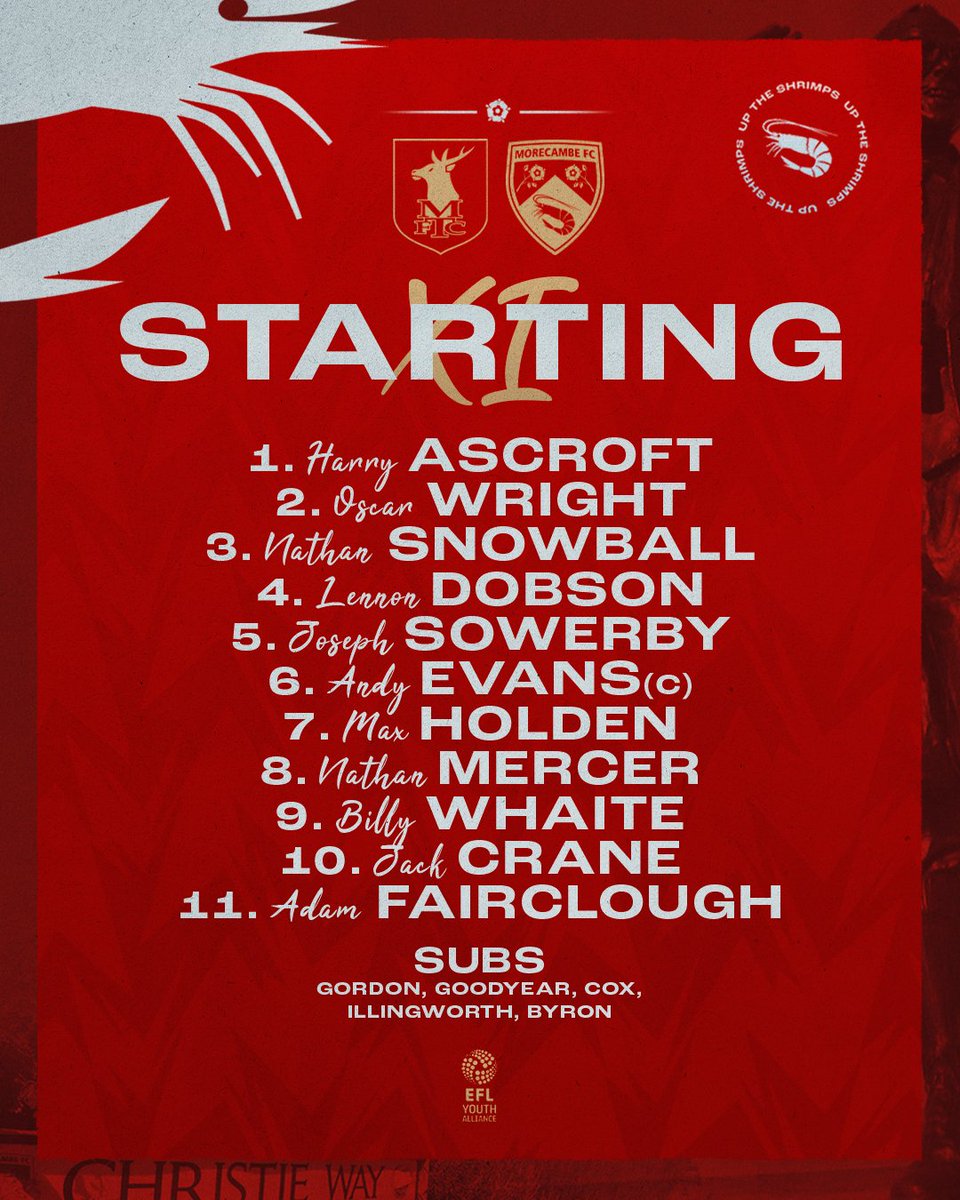 ShrimpsAcademy's tweet photo. π¦π§ππ₯π§ππ‘π π«π
Here's how the Young Shrimps line up against Mansfield Town.
#UTS π¦ β #MANvMOR https://t.co/iL3aVX9K5C
