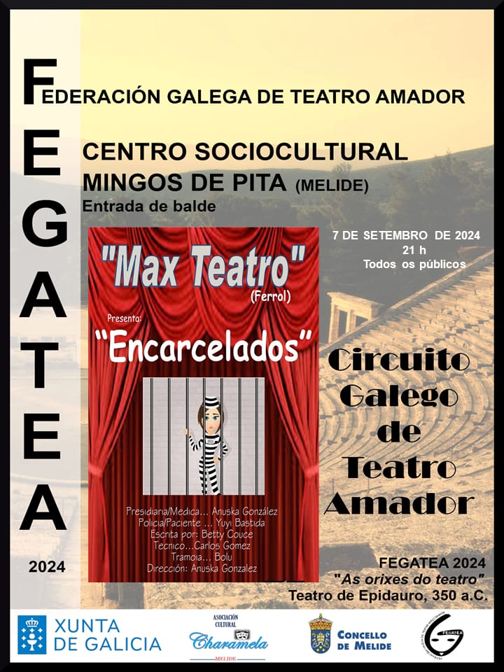 Hoxe comeza o Circuito Galego de Teatro Amador 2024 de Melide coa representación da obra para todos os públicos "Encarcelados" do grupo de teatro afeccionado Max Teatro 🎭
 🕘 21:00h
 📍 Centro Sociocultural Mingos de Pilta
#melide #melidecoacultura