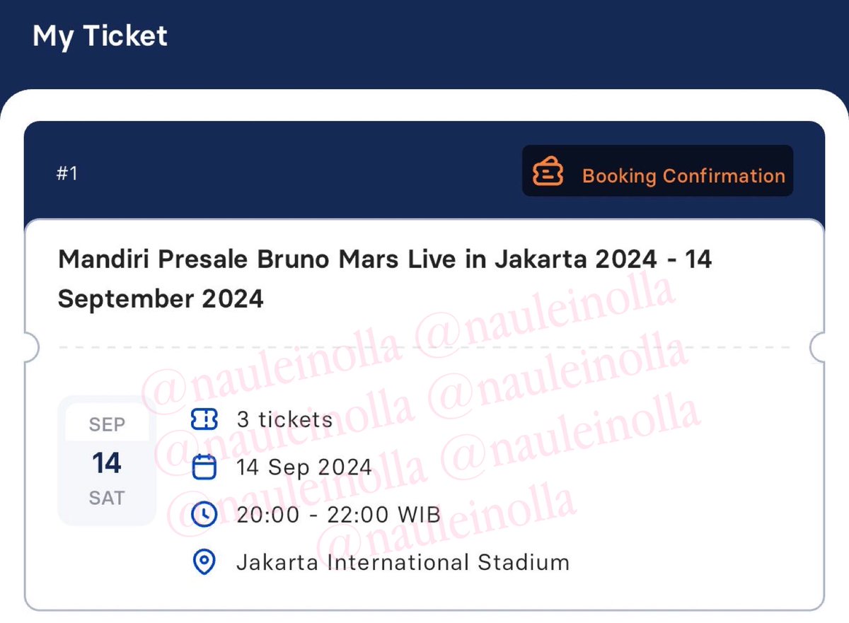 nauleinolla's tweet photo. [wts] want to sell 🎫

bruno mars live in jakarta
📆 14 september 2024 (day 3)
⛱️ festival b - 2 ticket
💰 2,8 juta/tix
⌛️ alasan jual : bentrok jadwal dinas

✅ UNDERPRICE 💯
✅ diurus sampe tiket fisik
✅ boleh mutual ig/wa biar aman
✅ trusted insyaAllah https://t.co/dUYOK9qiXG
