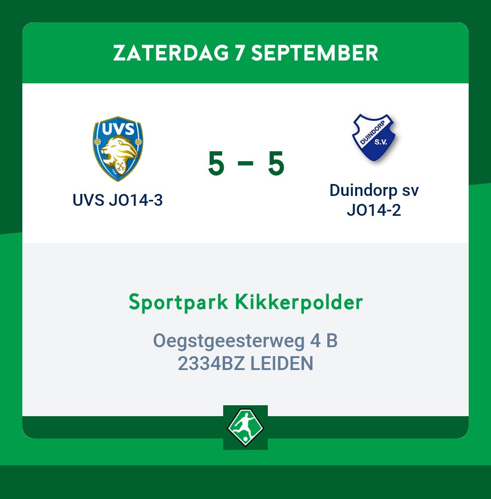 Lekker gekorfbald! De 14-3 laat zich niet gek maken en haalt er een gelijkspel uit! 
 apps.sportlink.com/voetbalnl/matc…