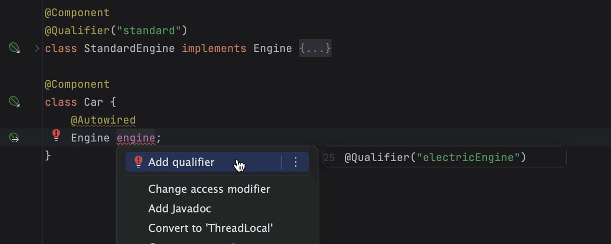 intellijidea's tweet image. No @SpringFramework or @SpringBoot code error or 🪲 will get through #IntelliJIDEA&apos;s inspections, as they’ll be busted with code-fixing suggestions right away!

⌨️ Press ⌥↵/Alt+Enter to see the available quick-fixes.

👉 Learn more: jb.gg/spring
#IntelliJIDEATips