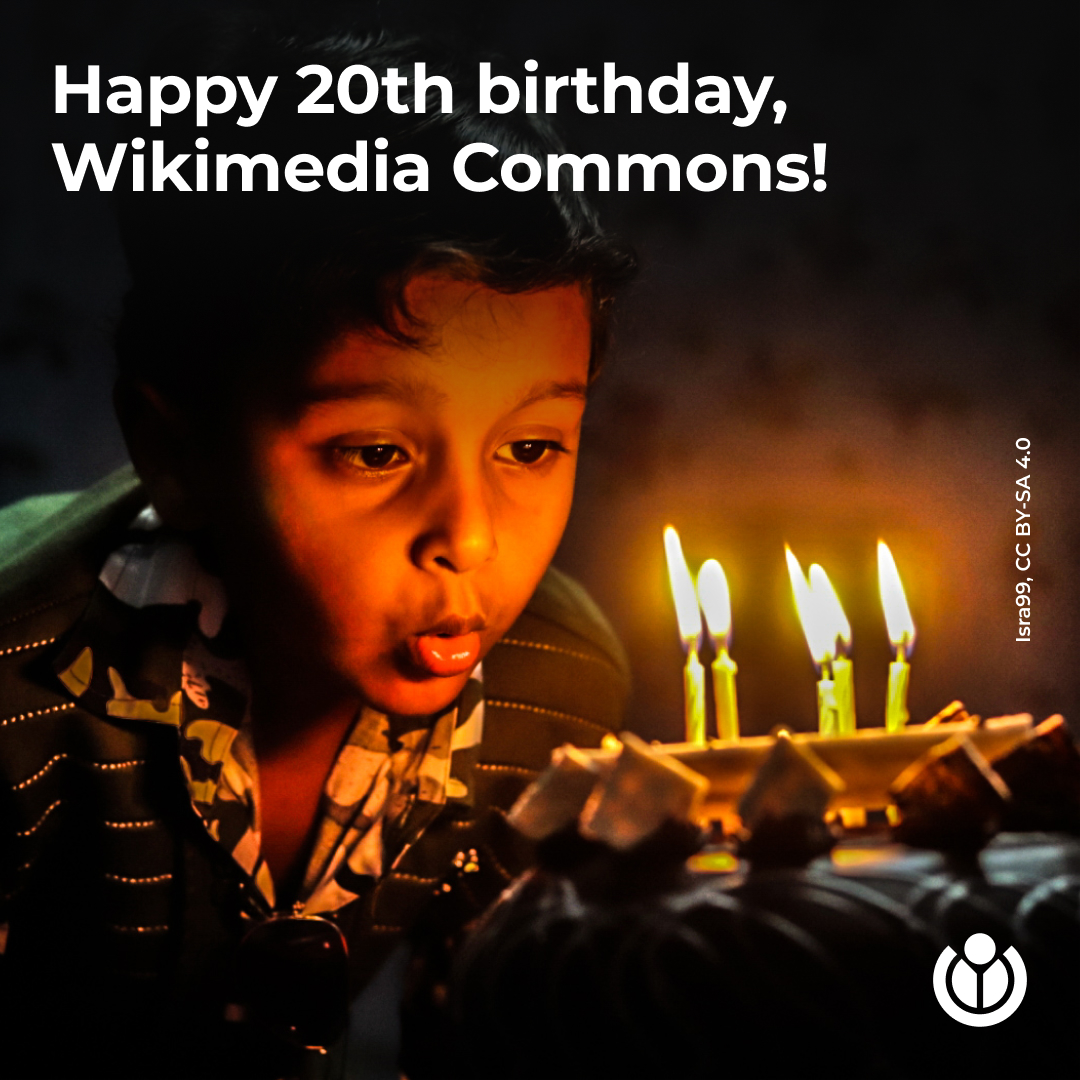 Wikimedia Commons turns 20 🎉

Whether you are looking for images, videos, audio clips, or to participate in photo competitions, Wikimedia Commons is an entire world to explore, with 100,000,000+ media files.

Thank you to all who contribute!

Dive in ➡️ w.wiki/Ns