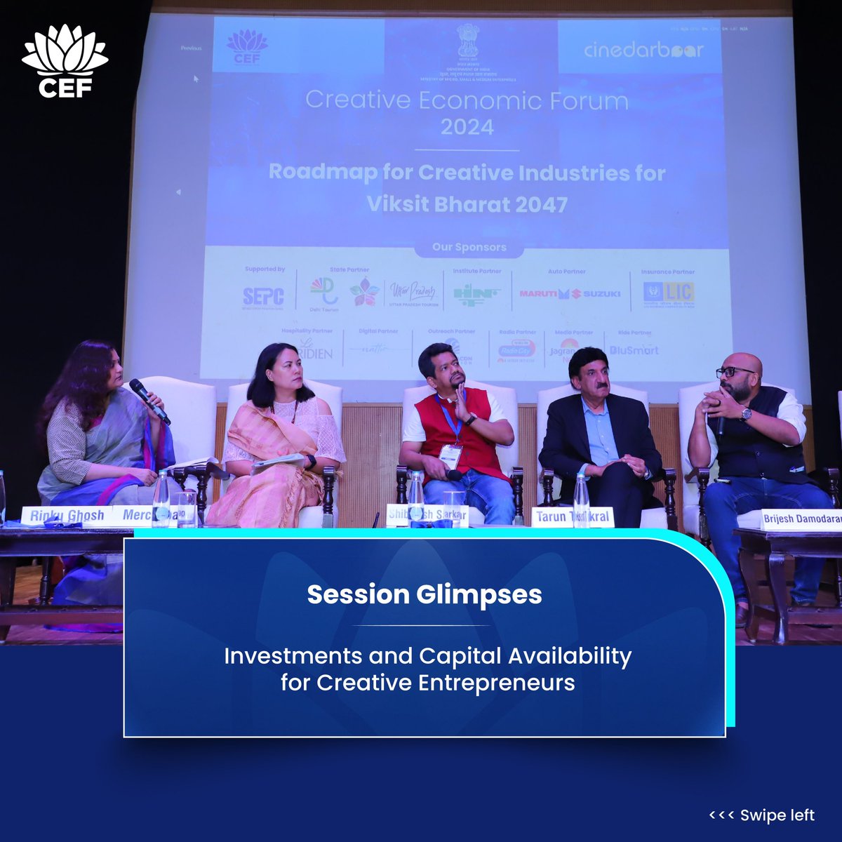 CEF_india's tweet photo. As #CEF2024 unfolded, we delved into a crucial topic for every creative mind – 'Investments & Capital Availability for Creative Entrepreneurs'.
#cef #creativeeconomicforum #cgviawards #cinedarbaar #ViksitBharat2047 https://t.co/hugc0uWDOY