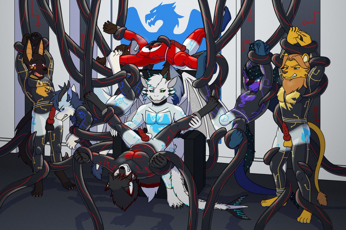 NyctoTheWolf's tweet photo. 🔞Suit Takeover
'Having their suits made partially from the nanites of Vyrnen, some Chaos Dragons find themselves in a bit of a situation when the white dragon decides to take over their gear and indulge them in a night of fun.'

🎨: @Lmania239 https://t.co/Yi7V5WBn22