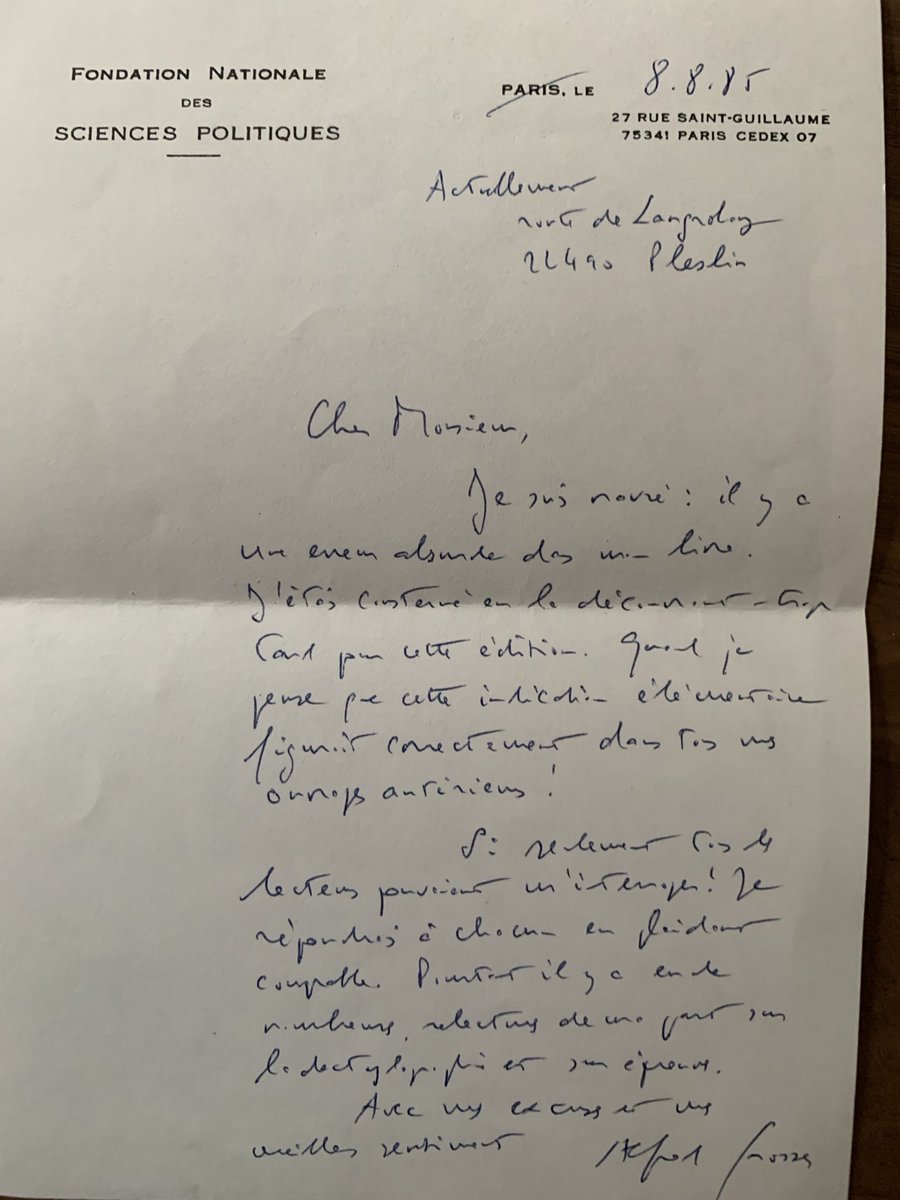 40 ans après je suis toujours admiratif de l’honnête de #alfredgrosser devant une petite erreur que j’avais relevée dans un de ces livres