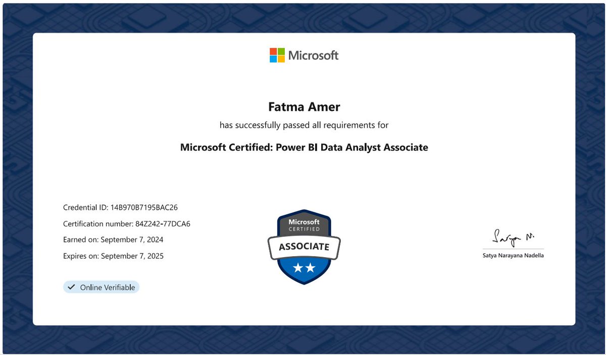 Excited to Share a New Milestone! 🎉
I am thrilled to announce that I have officially earned the Microsoft Certified: Power BI Data Analyst Associate certification! 📊✨
Microsoft Certified: Power BI Data Analyst Associate learn.microsoft.com/api/credential…