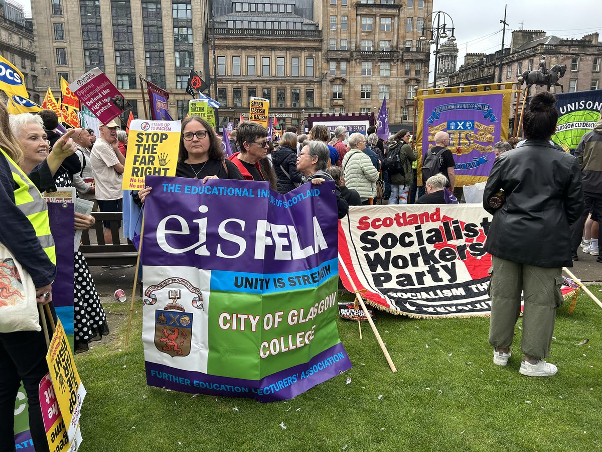 COGC EIS FELA at Glasgow anti facism demo. Nazi’s are not welcome in Glasgow or anywhere else in Scotland! Great turnout! Proud of our City ✊